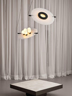 Imirila Disc Shaped Glass  Alabaster Pendant Light