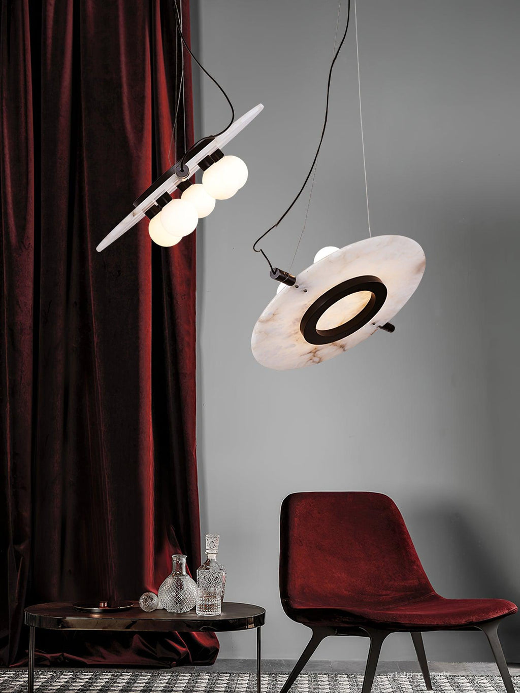Imirila Disc Shaped Glass  Alabaster Pendant Light
