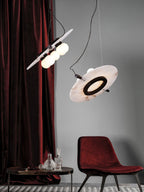 Imirila Disc Shaped Glass  Alabaster Pendant Light