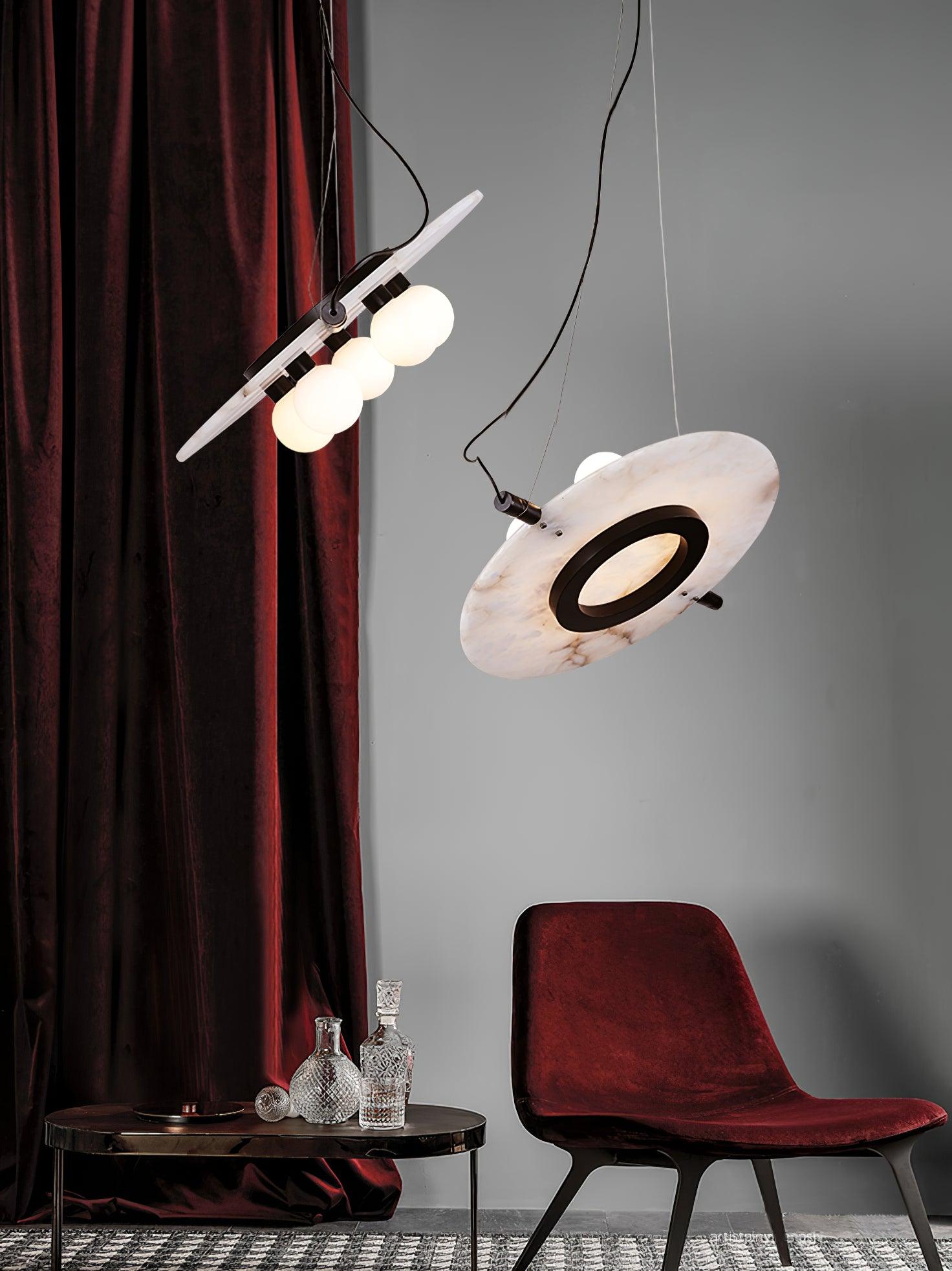 Imirila Disc Shaped Glass  Alabaster Pendant Light