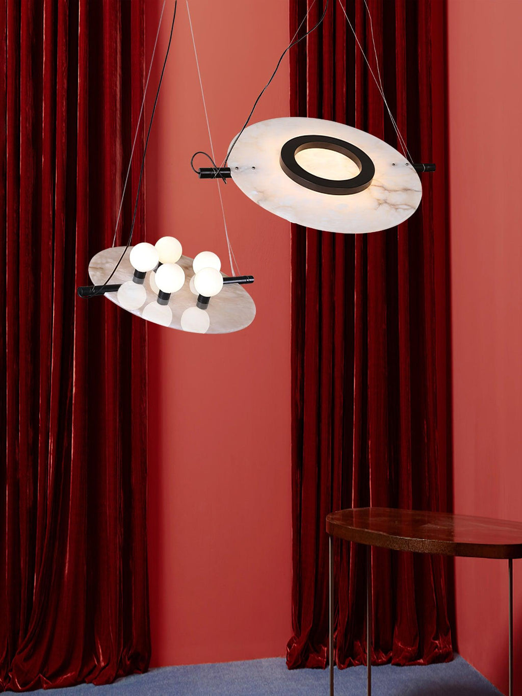 Imirila Disc Shaped Glass  Alabaster Pendant Light