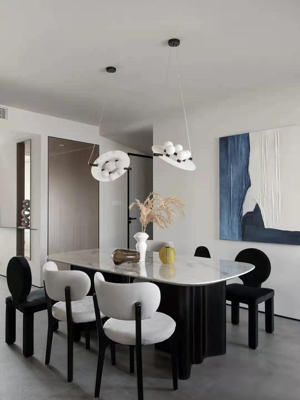 Imirila Disc Shaped Glass  Alabaster Pendant Light