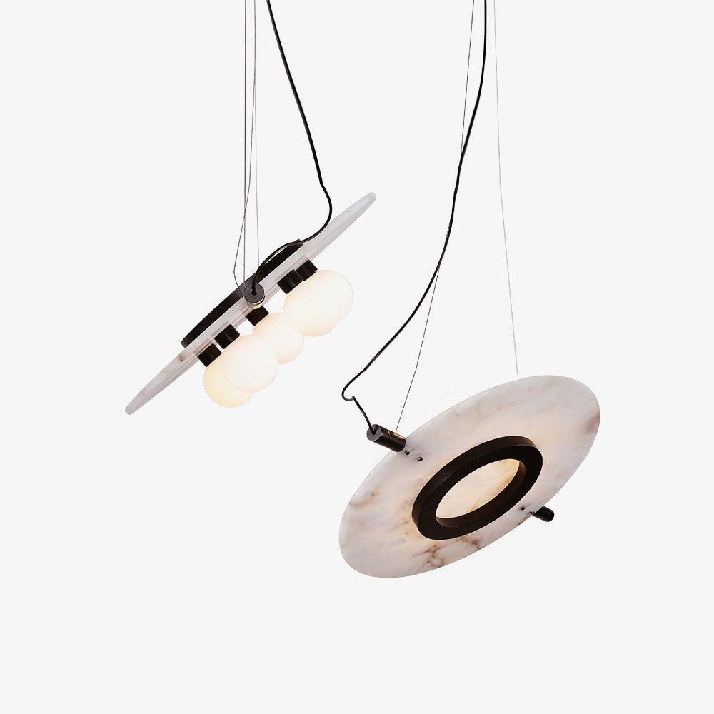 Imirila Disc Shaped Glass  Alabaster Pendant Light