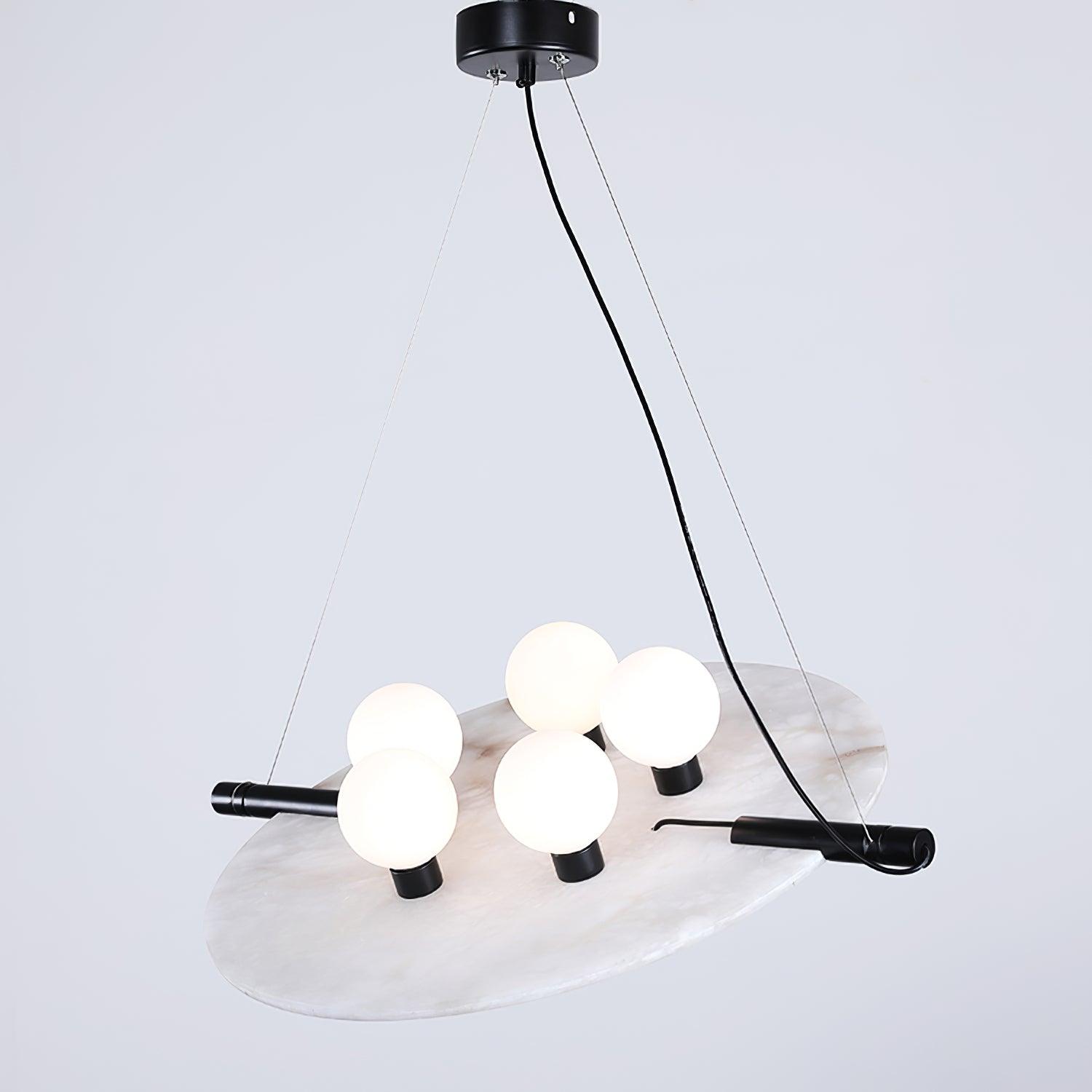 Imirila Disc Shaped Glass  Alabaster Pendant Light
