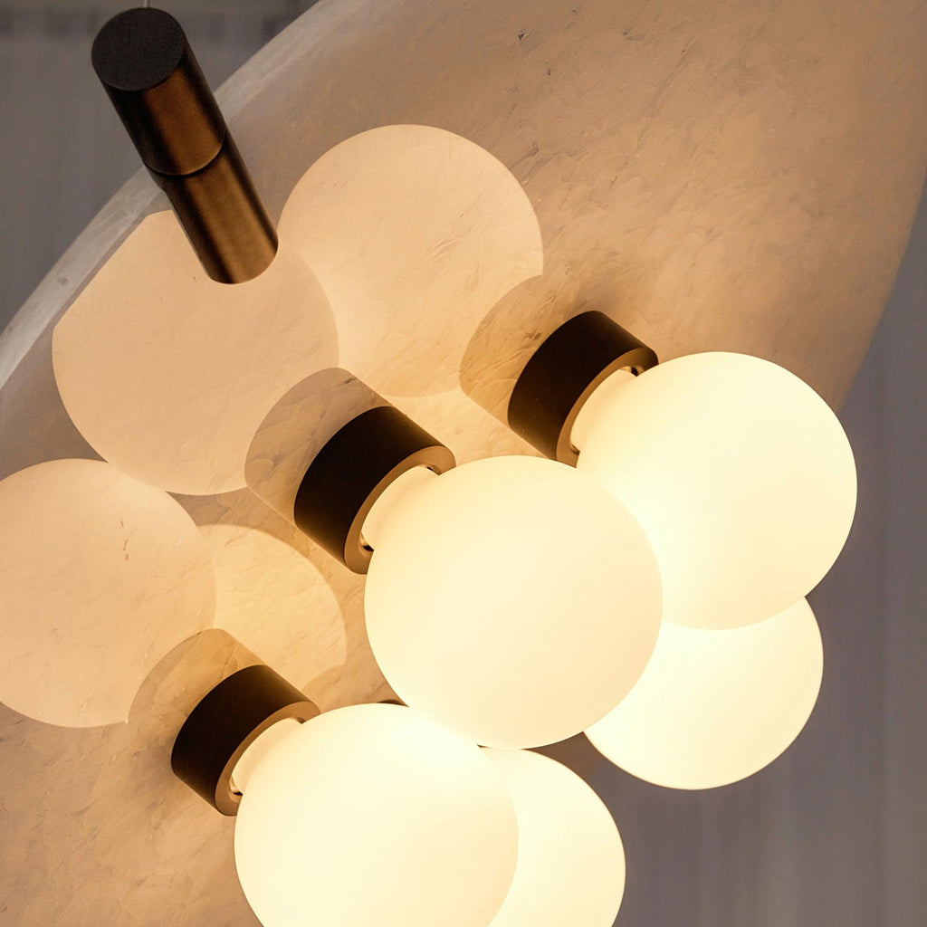 Imirila Disc Shaped Glass  Alabaster Pendant Light