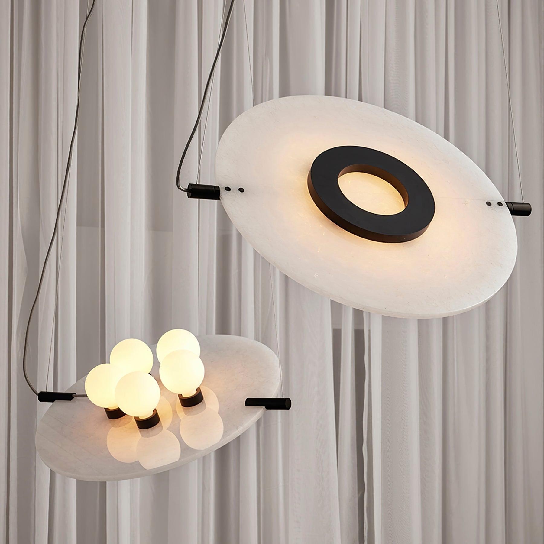 Imirila Disc Shaped Glass  Alabaster Pendant Light