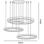 Arisha Modern LED Metal Large Multi Ring Adjustable Living/Dining Room Pendant Light, Gold