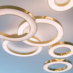Arisha Modern LED Metal Large Multi Ring Adjustable Living/Dining Room Pendant Light, Gold