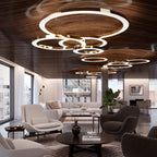 Arisha Modern LED Metal Large Multi Ring Adjustable Living/Dining Room Pendant Light, Gold