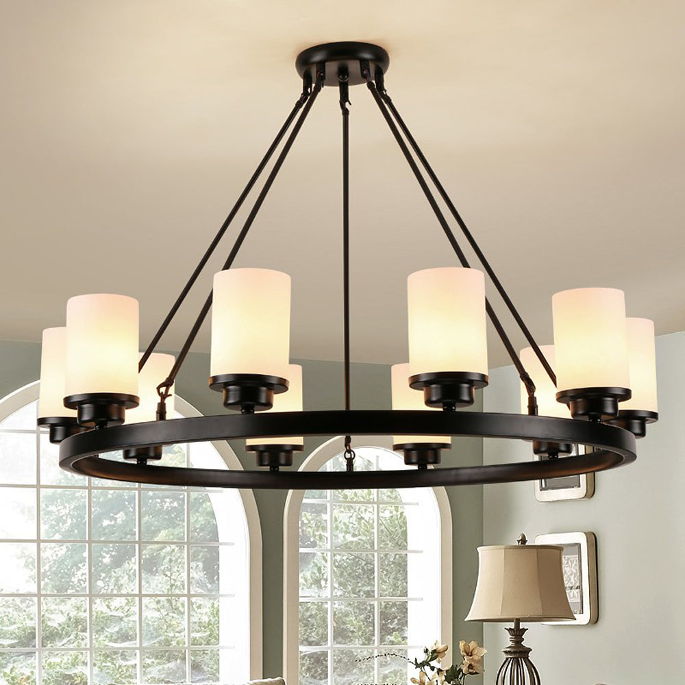 Silva Retro Black Metal/Glass Chandelier for Living Room