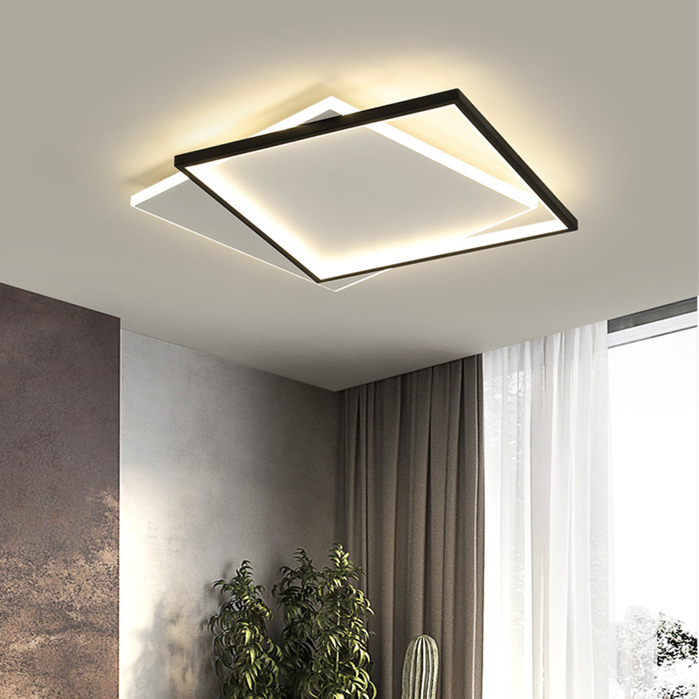 Arisha Modern Square/ Round Flush Mount Ceiling Light, Black with White