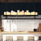 Austin Candle Black Chandeliers for Kitchen Island, Wine Glass Holder
