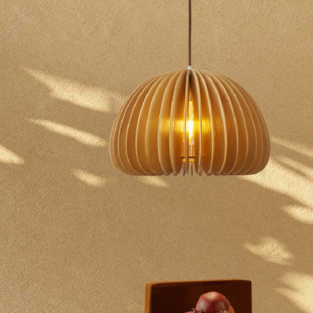 Muto Pumpkin Pendant Light, Wood
