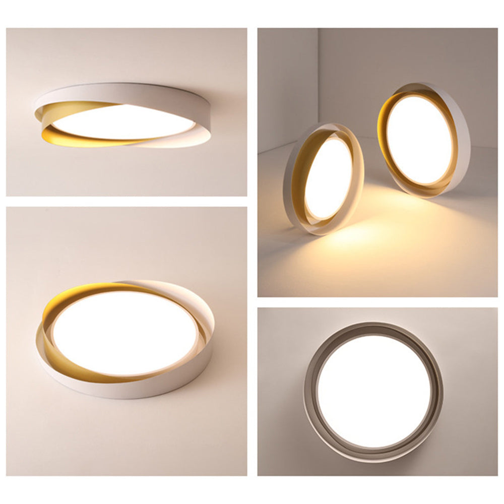 Arisha Modern Geometric Metal/ Flush Mount Ceiling Light, White/Gold
