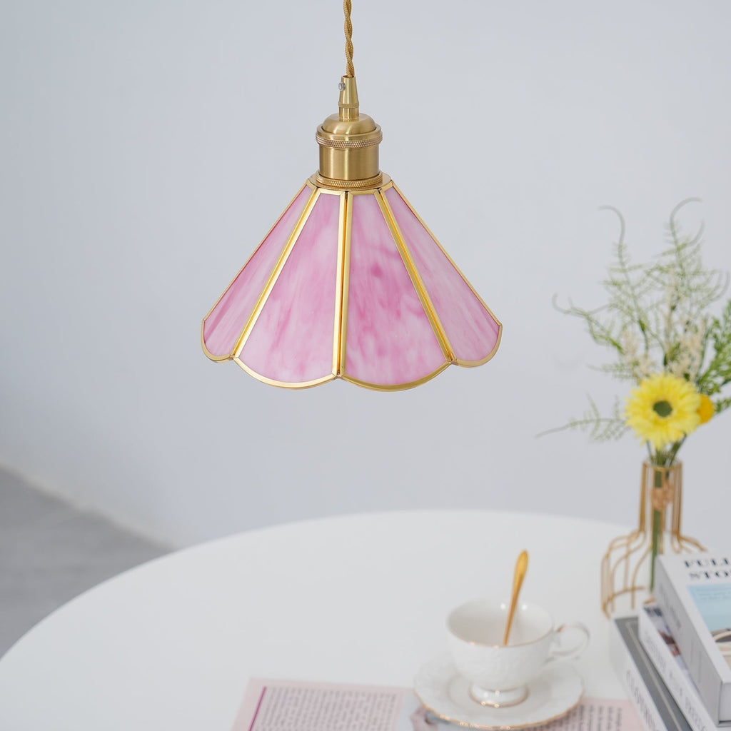 Lione Pink Stained Glass Pendant Light