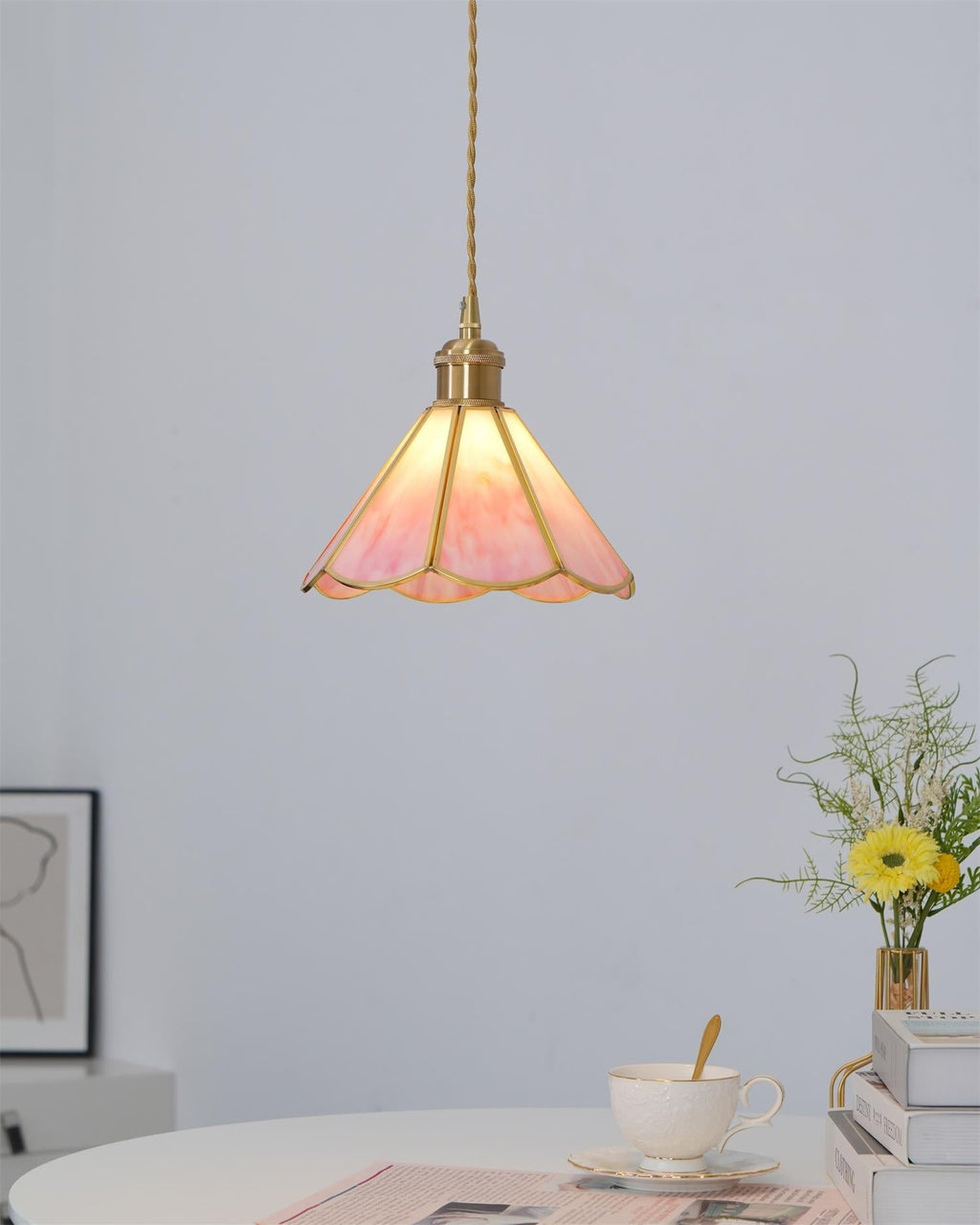 Lione Pink Stained Glass Pendant Light