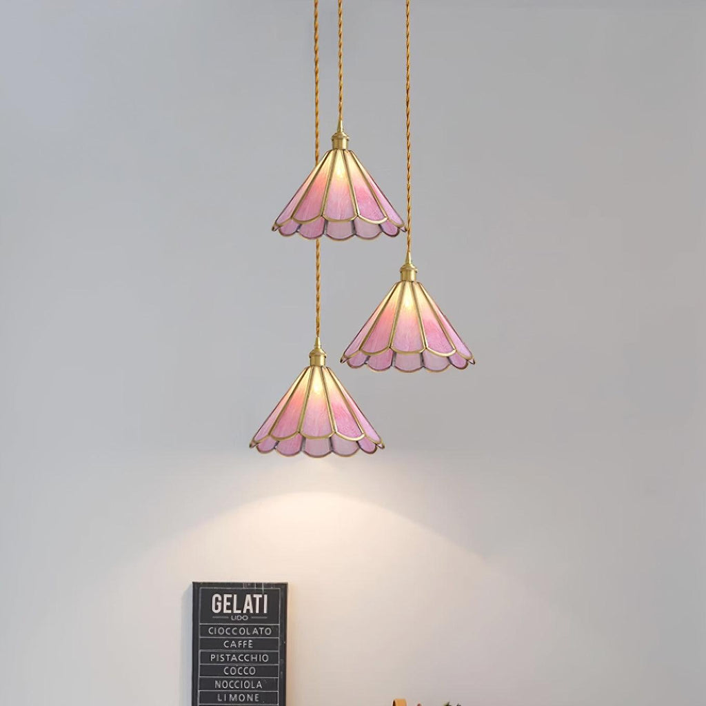 Lione Pink Stained Glass Pendant Light