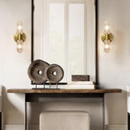 Evania Brass and Textured Glass Double Light Wall Sconce