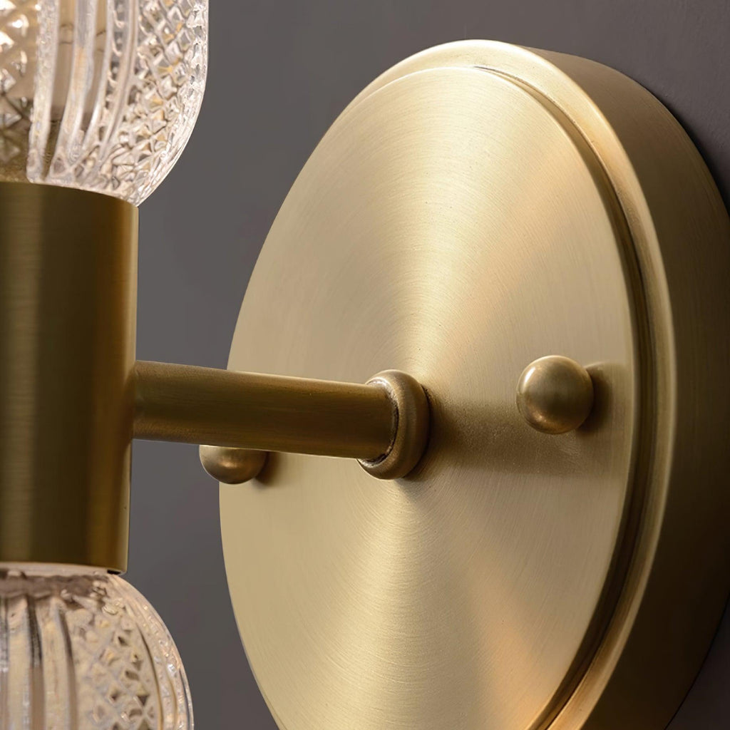 Evania Brass and Textured Glass Double Light Wall Sconce