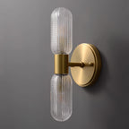 Evania Brass and Textured Glass Double Light Wall Sconce