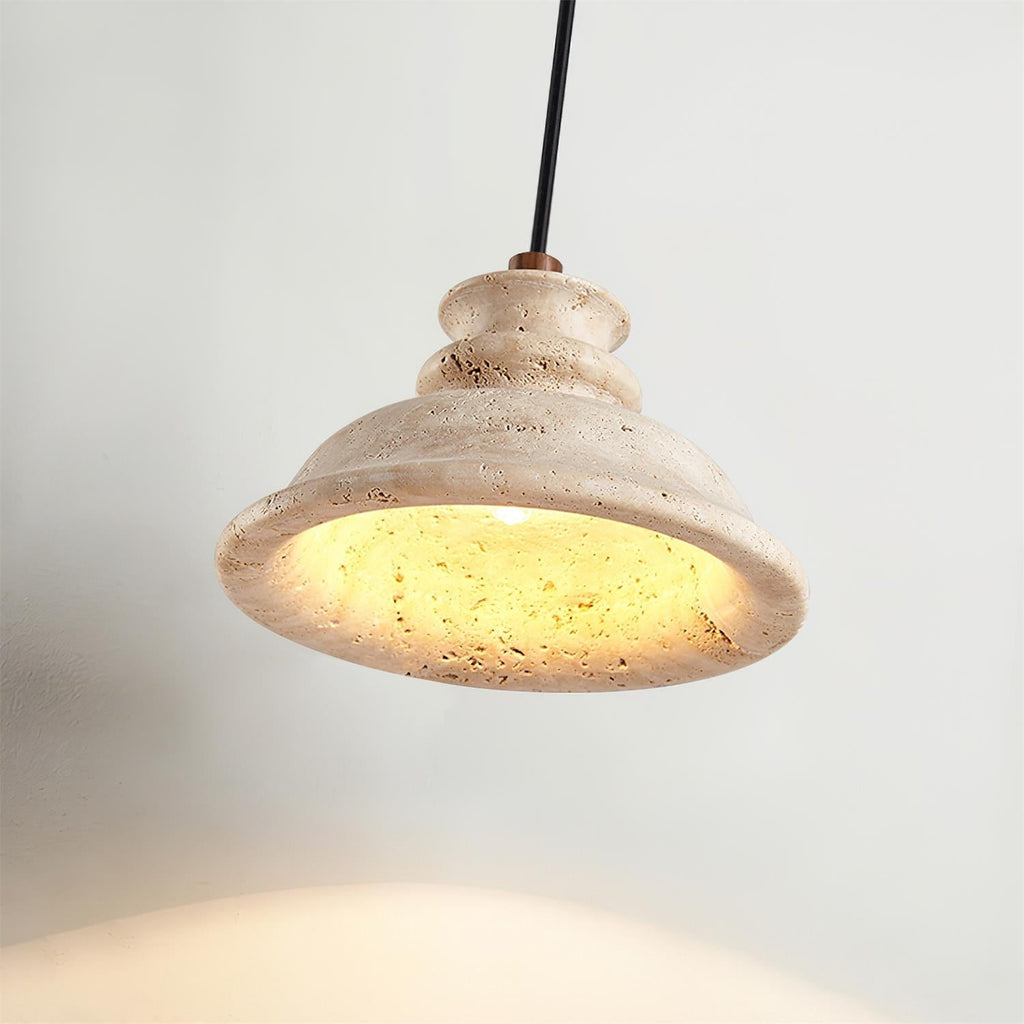 Ritta Pendant Lamp Sculpted Travertine Shade