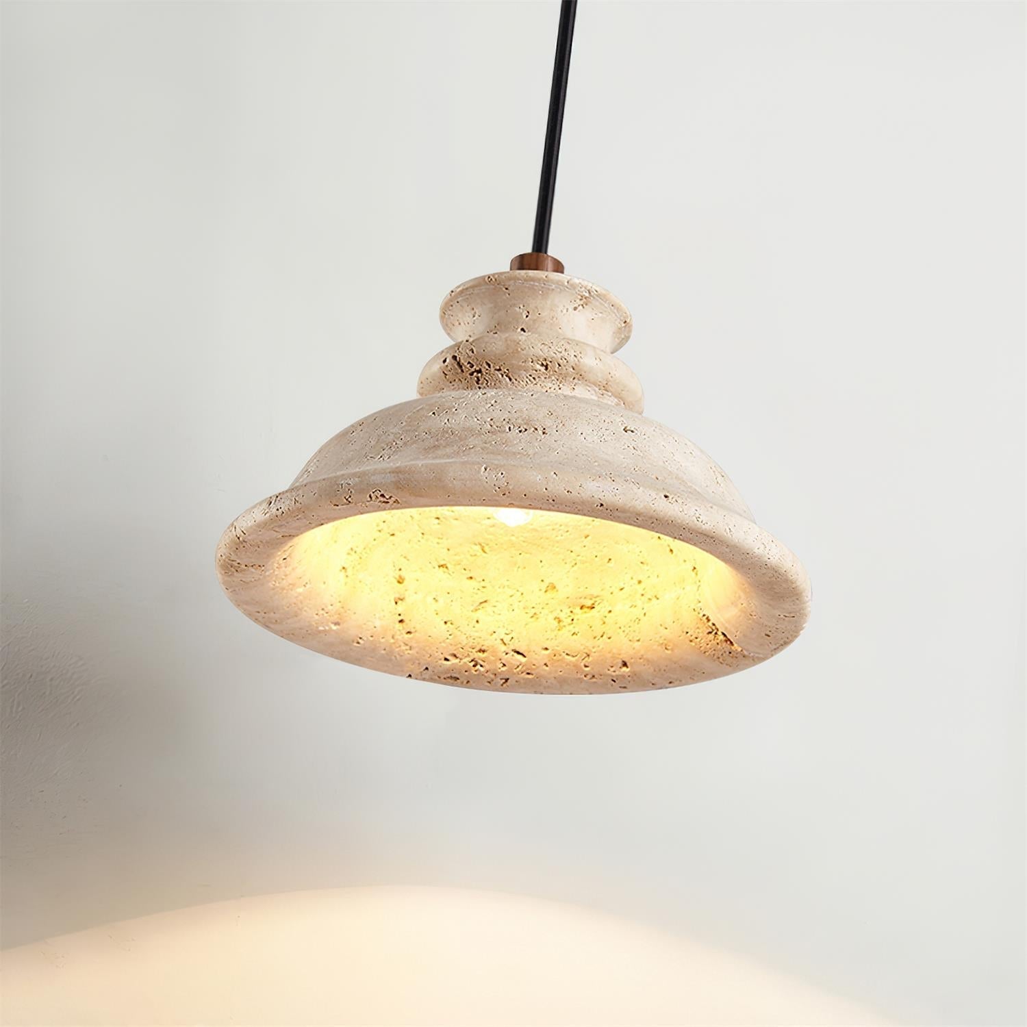Ritta Pendant Lamp Sculpted Travertine Shade
