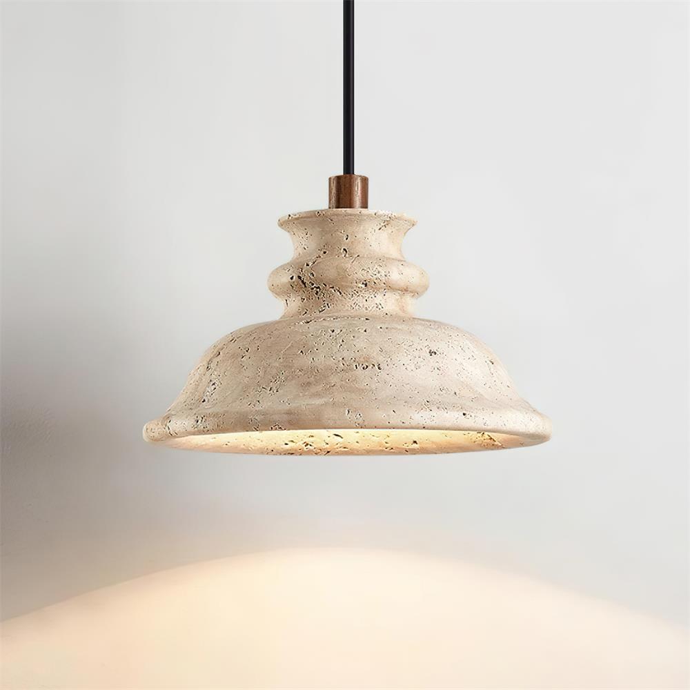 Ritta Pendant Lamp Sculpted Travertine Shade