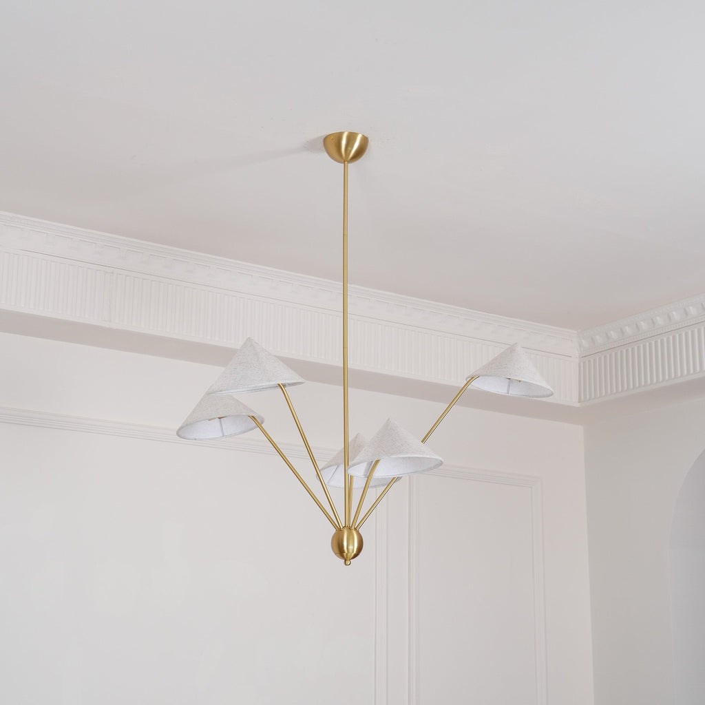 Lustra Chandelier Brass Curved Beige