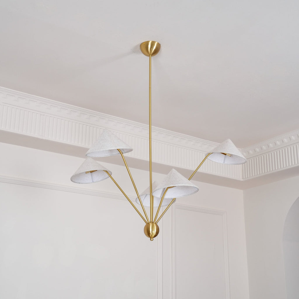 Lustra Chandelier Brass Curved Beige