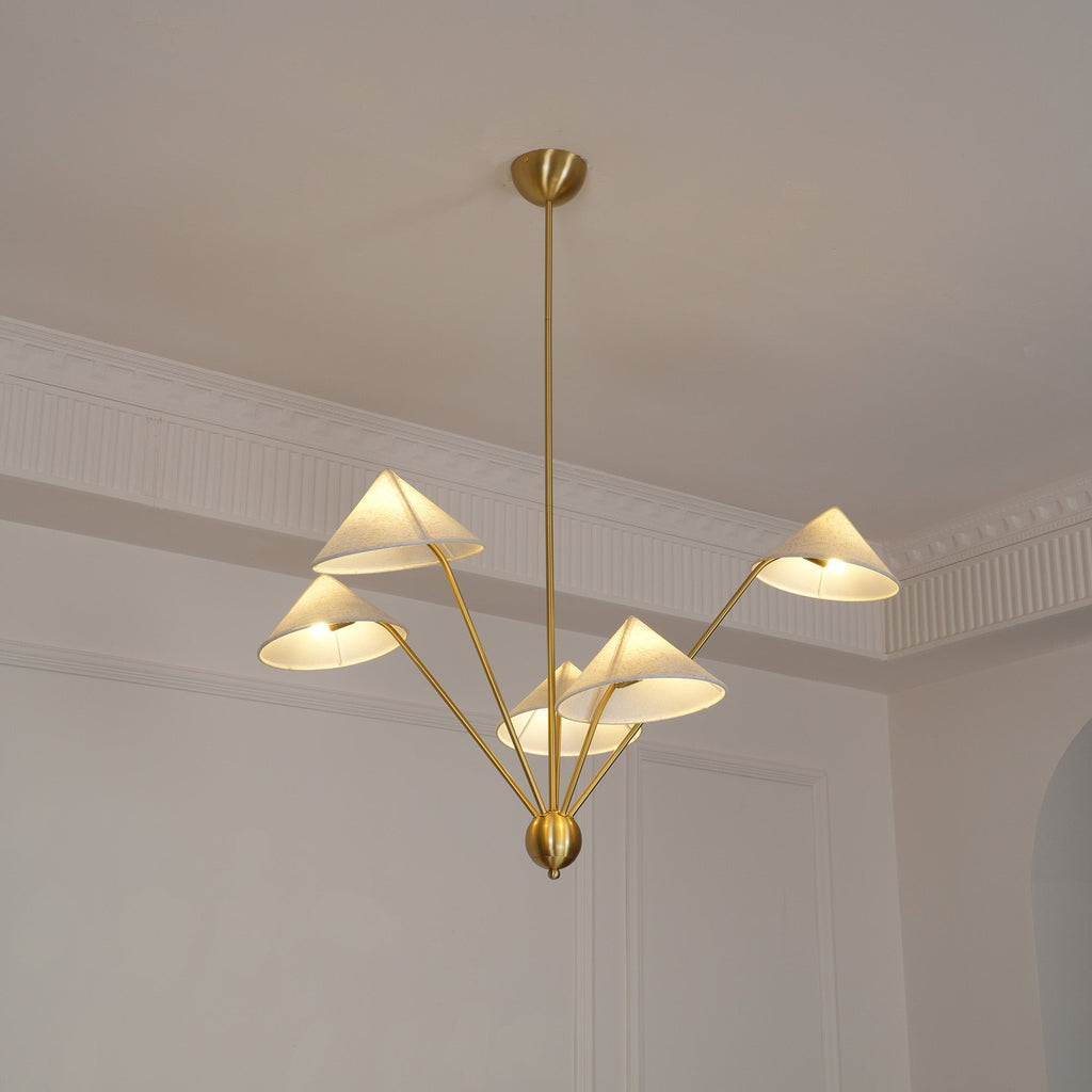 Lustra Chandelier Brass Curved Beige