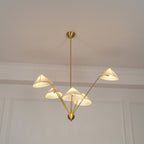 Lustra Chandelier Brass Curved Beige