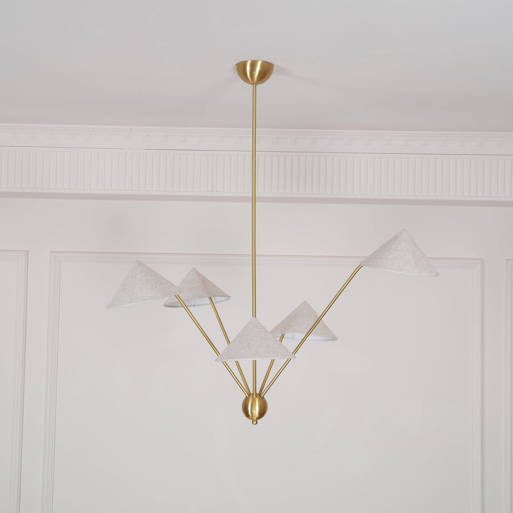 Lustra Chandelier Brass Curved Beige
