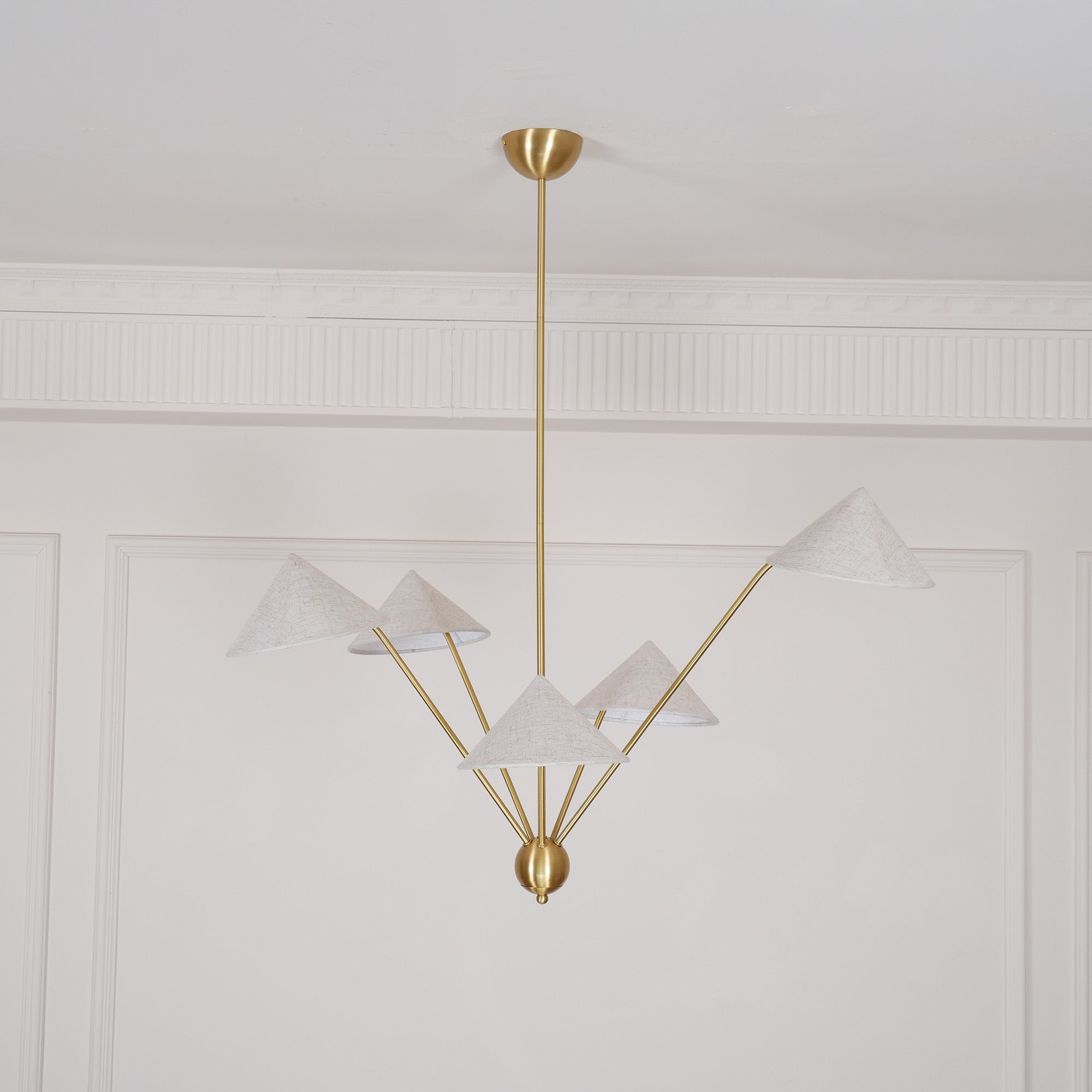Lustra Chandelier Brass Curved Beige