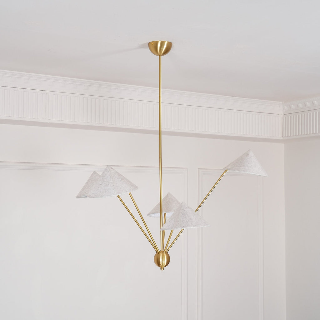 Lustra Chandelier Brass Curved Beige