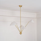 Lustra Chandelier Brass Curved Beige