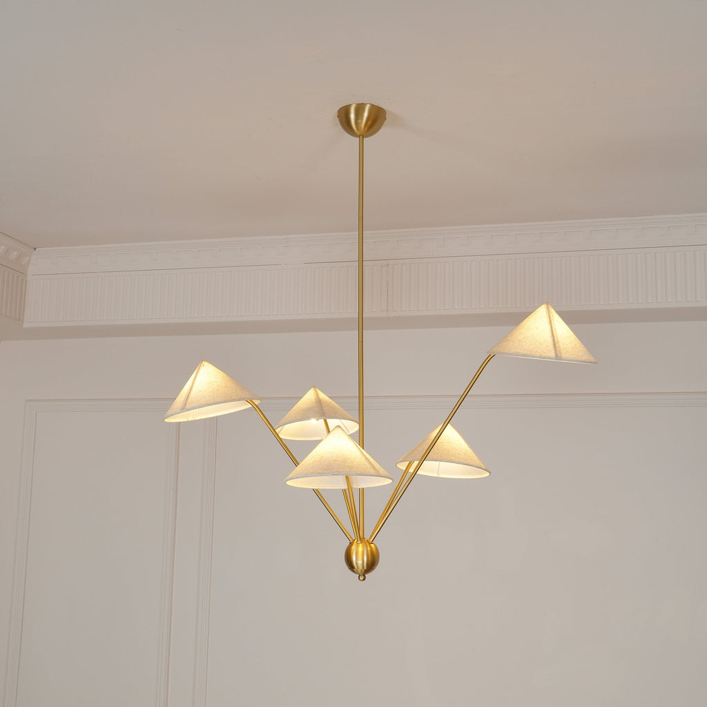 Lustra Chandelier Brass Curved Beige