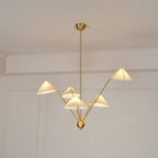 Lustra Chandelier Brass Curved Beige