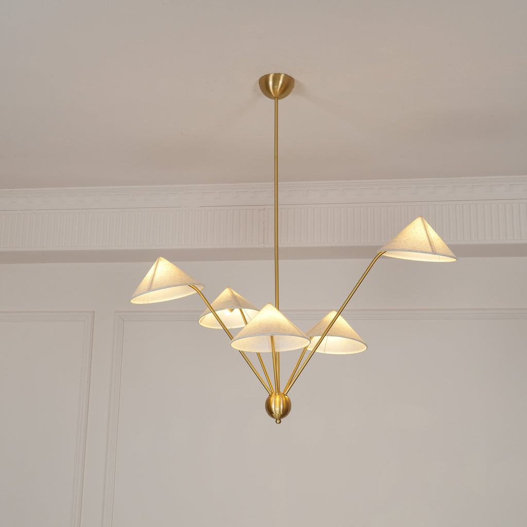 Lustra Chandelier Brass Curved Beige