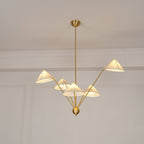 Lustra Chandelier Brass Curved Beige