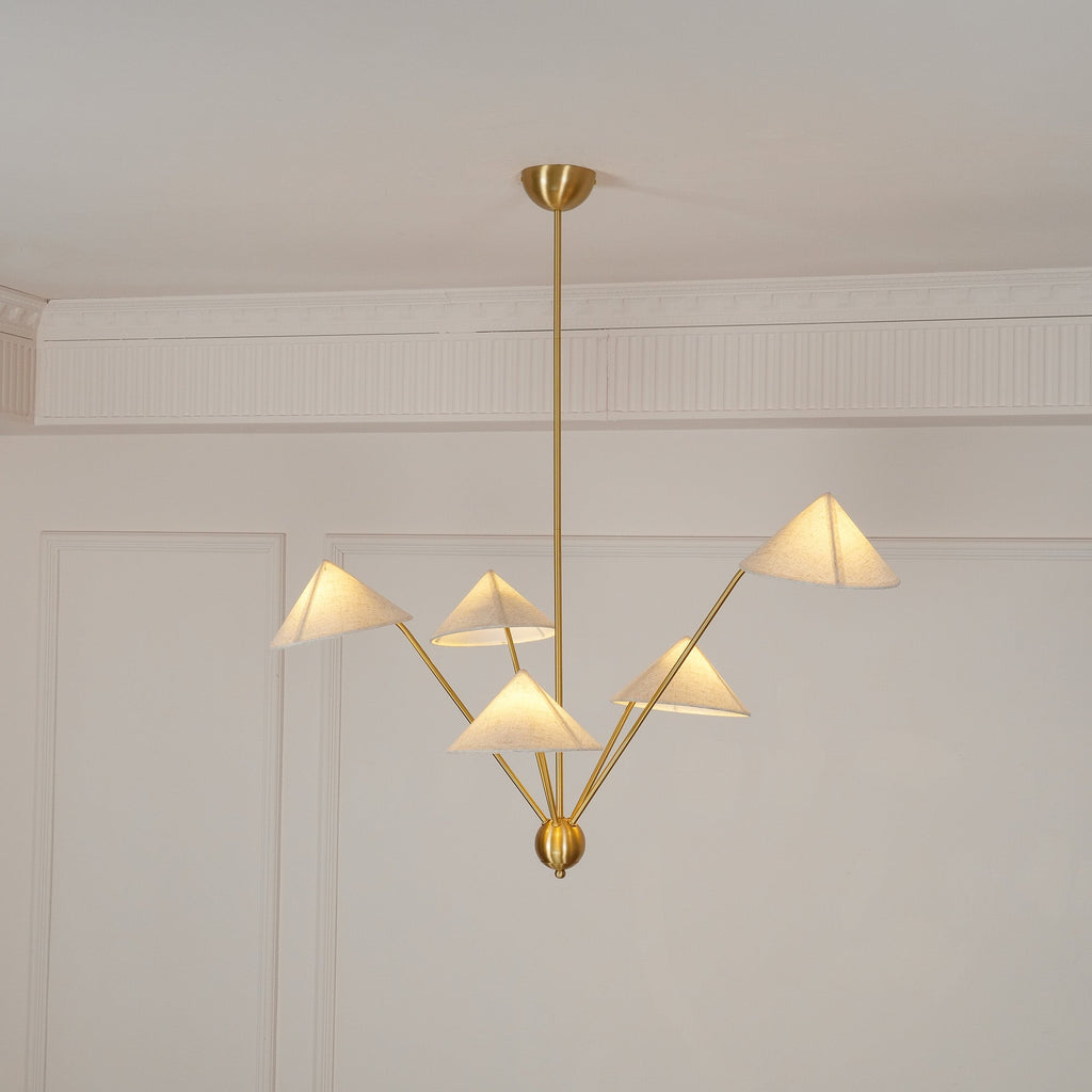 Lustra Chandelier Brass Curved Beige