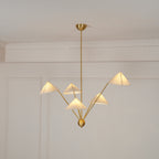 Lustra Chandelier Brass Curved Beige