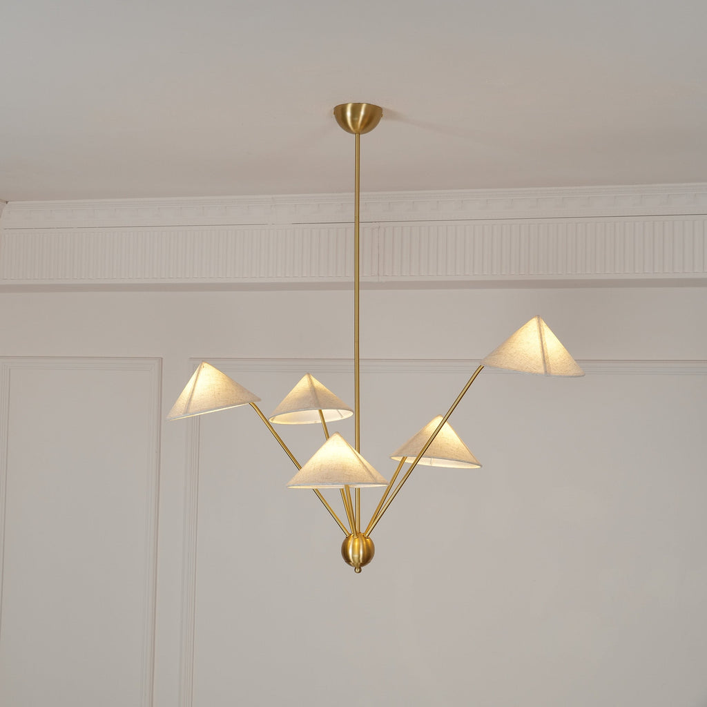 Lustra Chandelier Brass Curved Beige