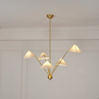 Lustra Chandelier Brass Curved Beige