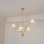 Lustra Chandelier Brass Curved Beige
