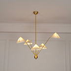 Lustra Chandelier Brass Curved Beige