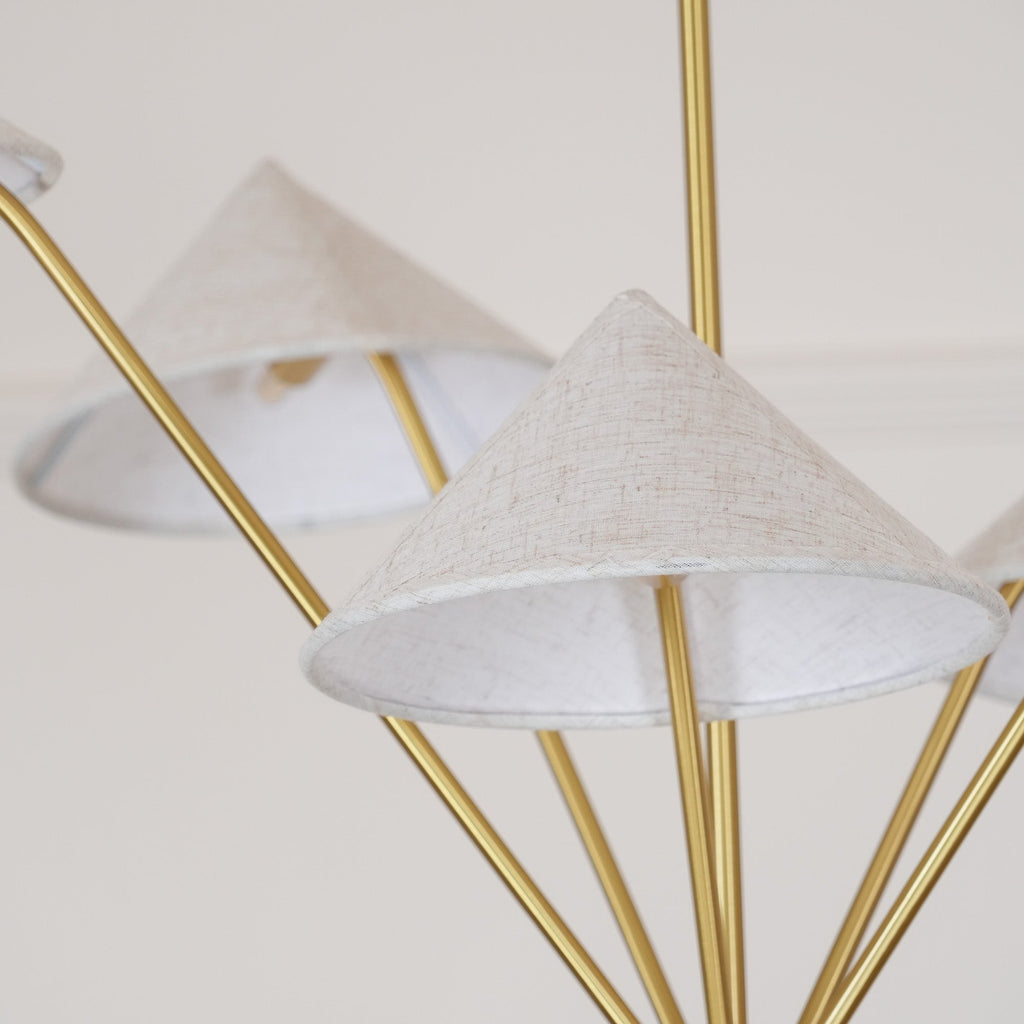 Lustra Chandelier Brass Curved Beige