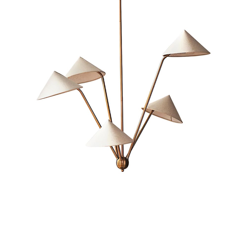 Lustra Chandelier Brass Curved Beige