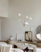Lustra Chandelier Brass Curved Beige