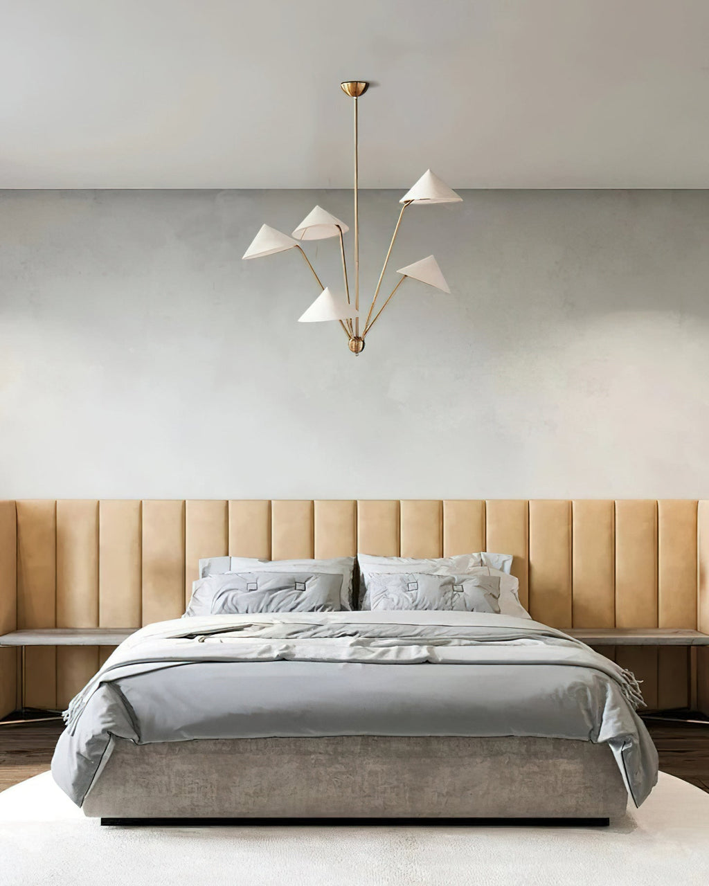 Lustra Chandelier Brass Curved Beige