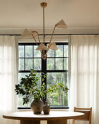 Lustra Chandelier Brass Curved Beige